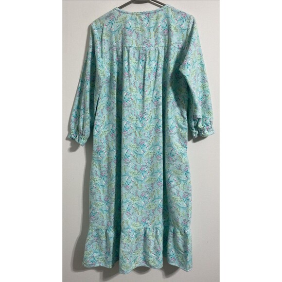 La Cera Nightgown Women's S Flannel Pockets Floral Grandma Cottagecore Peasant - Picture 2 of 16